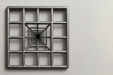 A metal lattice that goes deep into the perspective. Space for textの素材