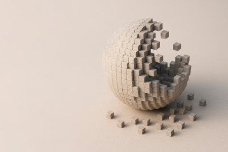A sphere of cubes that breaks into pieces. Space for textの素材