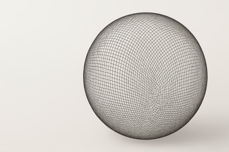 A wire sphere on a light background. Space for textの素材