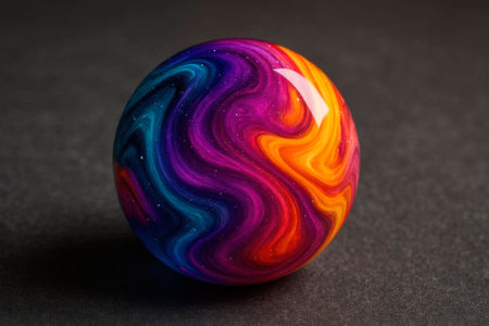Multi-colored rainbow ball with swirls, bright colorsの素材