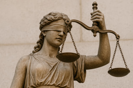 Statue of Themis with scales and a blindfoldの素材