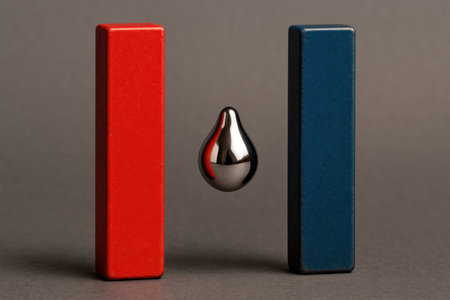 A drop of metal hung between the magnetsの素材