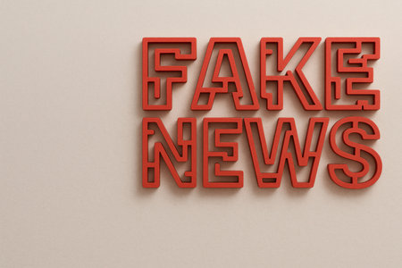 The inscription FAKE NEWS on a light background. Space for textの素材