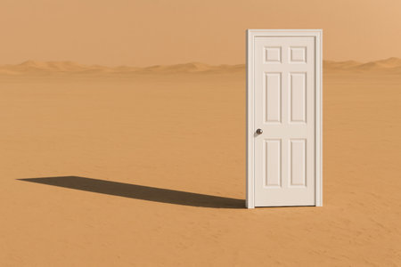 A door in the desert. Space for textの素材