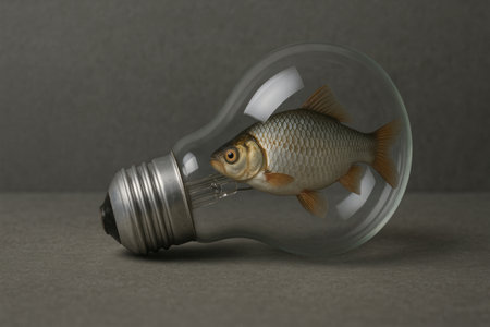 Fish inside an electric bulbの素材