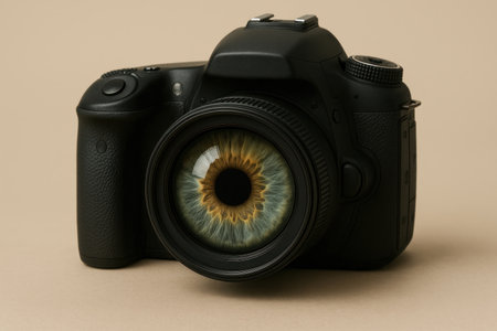 A camera with a lens in the form of a human eyeの素材