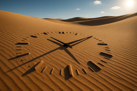 A sand clock in the desert symbolizing timeの素材