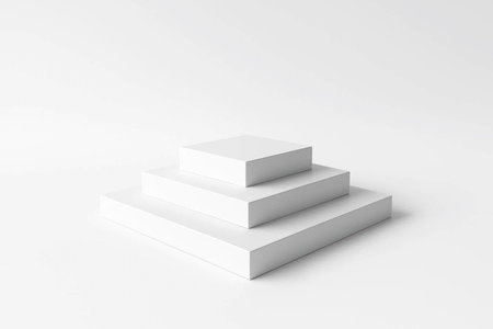 White steps, platforms, a symbol of development and progress. Space for textの素材