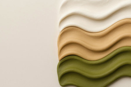 Abstract wavy layers of plasticine in natural colors. Space for textの素材
