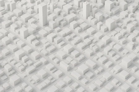 A miniature white city, the architecture of the future. Space for textの素材
