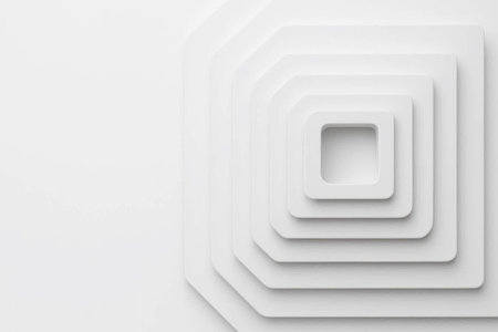 White square shapes that form a geometric spiral. Space for textの素材