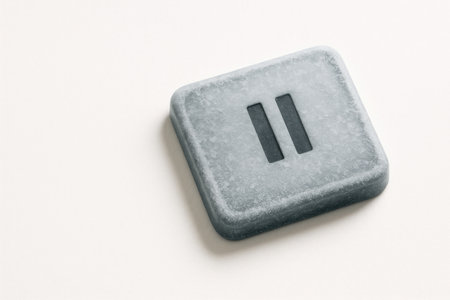 Stone pause button in a minimalist style. Space for textの素材