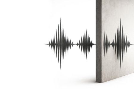 A sound wave passing through a concrete wall. Space for textの素材