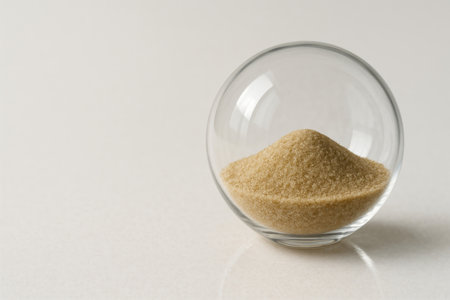 A glass ball filled with sand. Space for textの素材