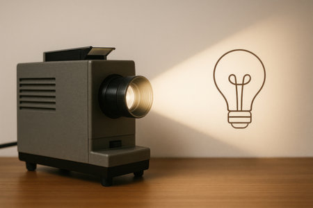 A projector that projects the contour of a light bulbの素材