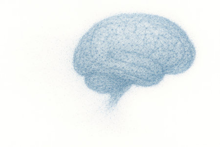 A digital brain made of dots and lines is a concept of artificial intelligence. Space for textの素材
