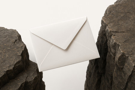 The white envelope was stuck between two rocks above the abyssの素材