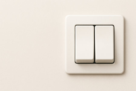 Double light switch on beige wall. Space for textの素材