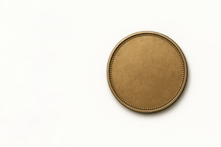 Blank round coin on a white background. Space for textの素材