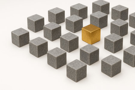 A golden cube among gray cubesの素材