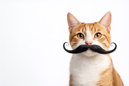 A ginger cat with a black mustache. Space for textの素材