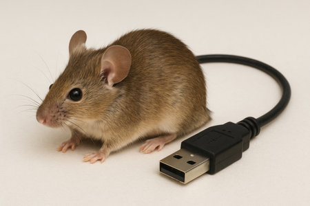 A mouse with a USB cable instead of a tailの素材