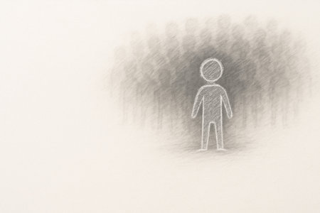 One person in front of a blurry array of silhouettes behind. Space for textの素材