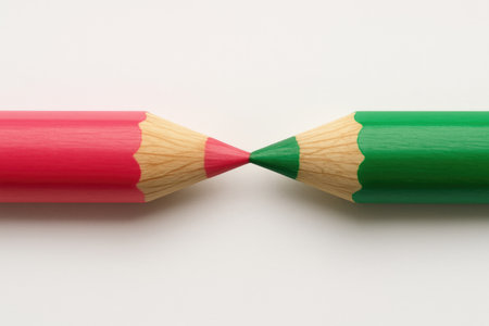 Two pencils touching with sharp endsの素材