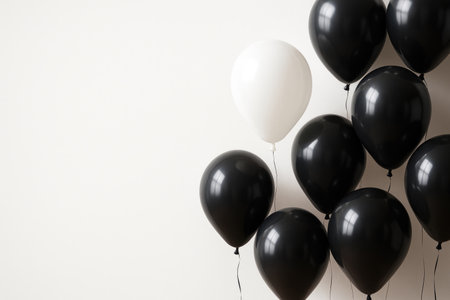 A white balloon among blacks as a symbol of uniqueness. Space for textの素材