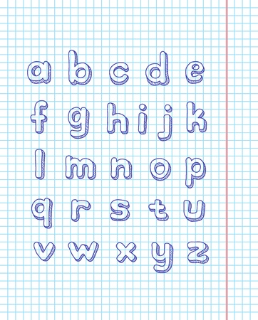 sketch alphabet drawn on the page notebookのイラスト素材