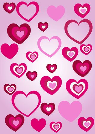 Card on the day of St  Valentine  hearts of different sizesのイラスト素材