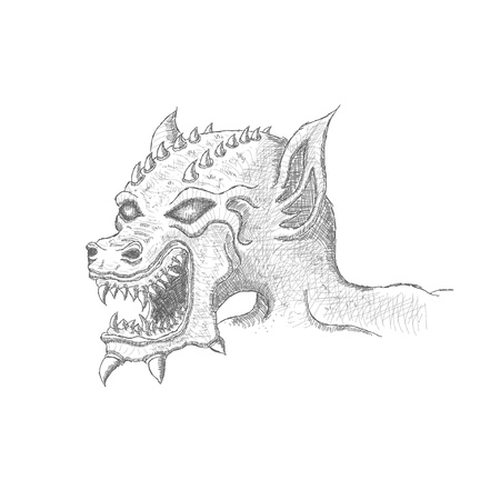 portrait dragon monster with fangs and spikes  Vector graphics のイラスト素材