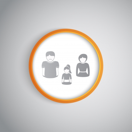 silhouettes of a family in a round cell  Vector Graphics のイラスト素材