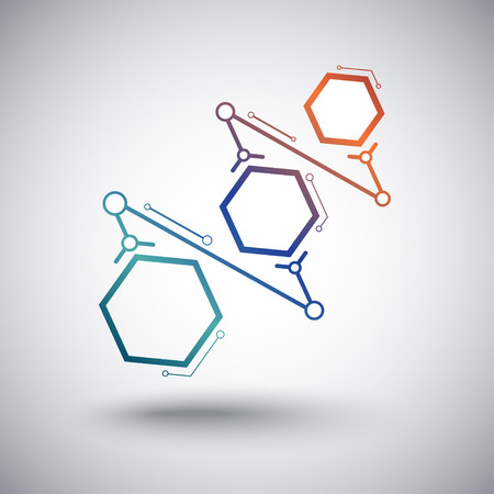 Concept of communication, three connected cells gradient. Vector Graphicsのイラスト素材