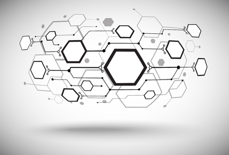 a network of connected cells of different size convexのイラスト素材