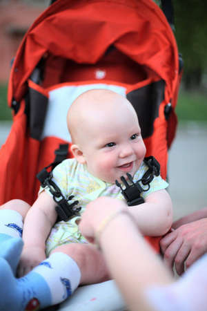 Baby in sitting stroller #4の写真素材