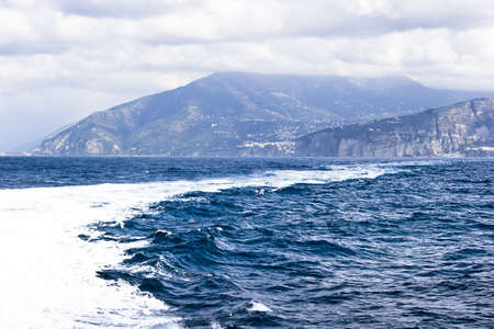 View on Capri island from floating boatの写真素材