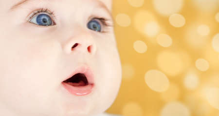 Portrait of adorable blue-eyes baby. Face close-upの写真素材