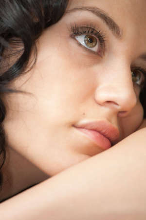 Portrait of attractive brown-haired girlの写真素材