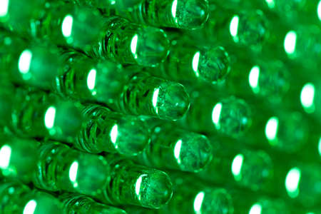 Green led diode display panel. Selective focus. Shallow depth of field. の写真素材