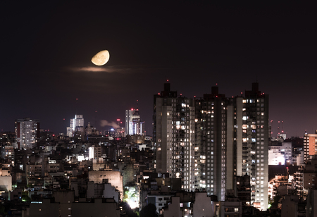 Moon and the cityのeditorial素材