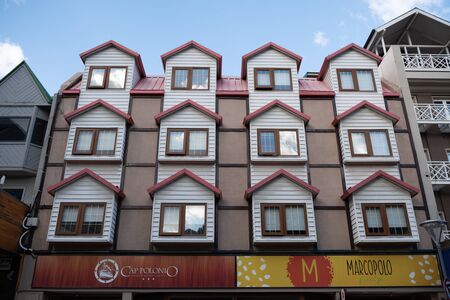 Ushuaia, Argentina - April 2 2012: Typical  architecture in downtown of the cityのeditorial素材