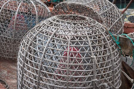 Handmade traps for crab fishing on the harbor of Mar del Plata, Argentinaのeditorial素材