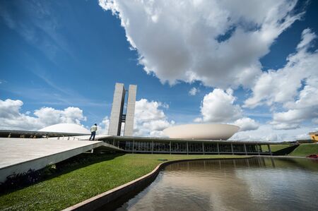 Brasilia, Brazil - May 17 2013: Wide view of the congress of Brasil in the capital, Brasiliaのeditorial素材
