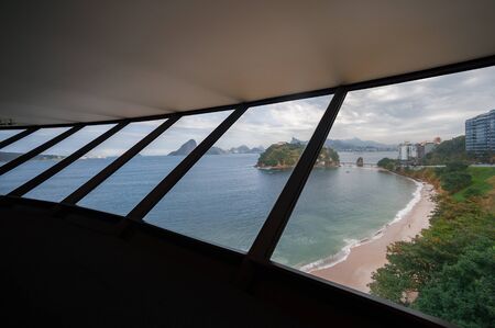 Rio de Janeiro, Brazil - August 17 2013: Interior view of Contemporary art museum by Oscar Niemeyer in Niteroiのeditorial素材
