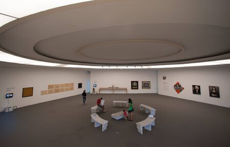 Rio de Janeiro, Brazil - August 17 2013: Interior view of Contemporary art museum by Oscar Niemeyer in Niteroiのeditorial素材