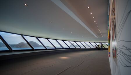 Rio de Janeiro, Brazil - August 17 2013: Interior view of Contemporary art museum by Oscar Niemeyer in Niteroiのeditorial素材