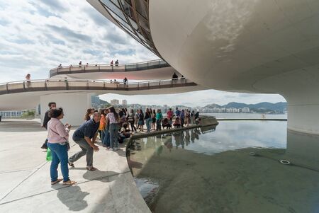 Rio de Janeiro, Brazil - August 17 2013: Exterior view of Contemporary art museum by Oscar Niemeyer in Niteroiのeditorial素材