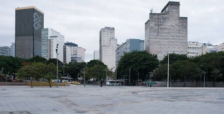 Rio de Janeiro, Brazil - August 18 2013: Arches of Lapa and city in downtown.のeditorial素材