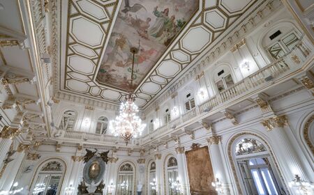 Buenos Aires, Argentina - April 9 2011: The interior of the Government house, also known as pink house. This is the white salon, the place where the president takes over.のeditorial素材